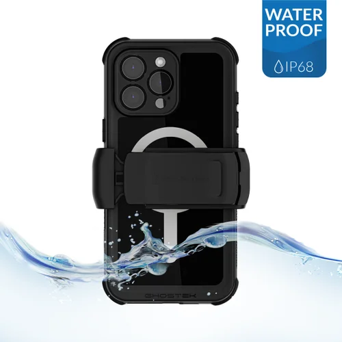 Ghostek Nautical Waterproof MagSafe Case + Belt Swivel Holster Apple iPhone 16 Pro Max Black