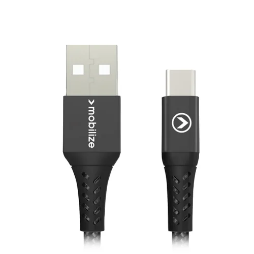 Mobilize Strong Nylon Cable USB to USB-C 20cm. 15W Black