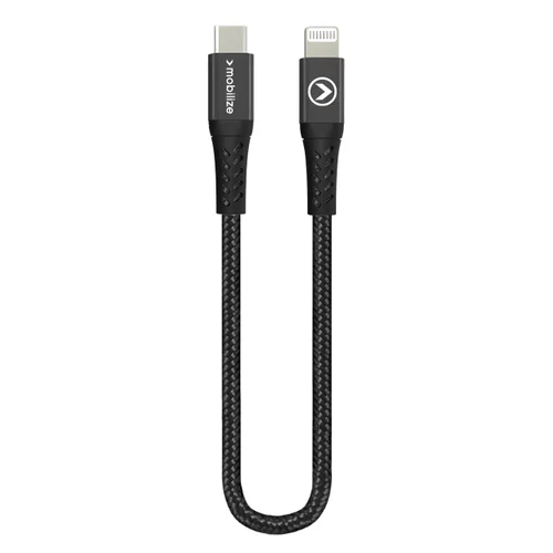 Mobilize Strong Nylon Cable USB-C to MFi Lightning 20cm. 60W Black
