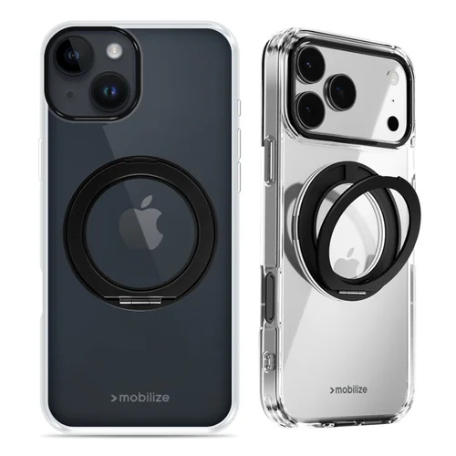 Mobilize MagSafe Compatible 360 Rotating Ring Stand Case Apple iPhone 13/14 Clear/Black