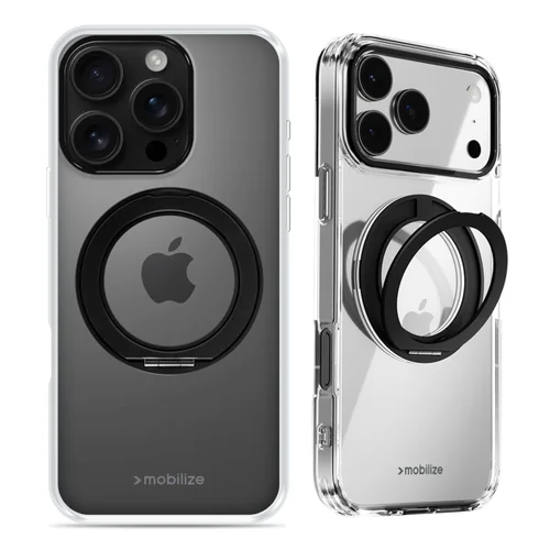 Mobilize MagSafe Compatible 360 Rotating Ring Stand Case Apple iPhone 16 Pro Clear/Black