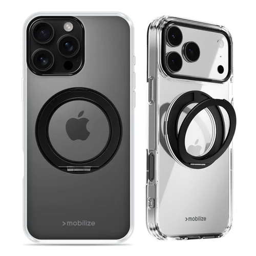 Mobilize MagSafe Compatible 360 Rotating Ring Stand Case Apple iPhone 16 Pro Max Clear/Black