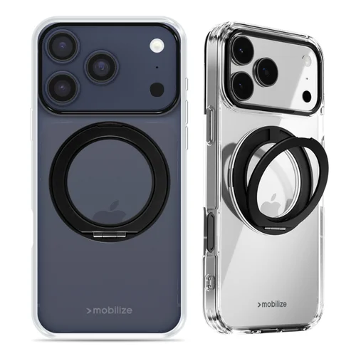 Mobilize MagSafe Compatible 360 Rotating Ring Stand Case Apple iPhone 17 Pro Max Clear/Black