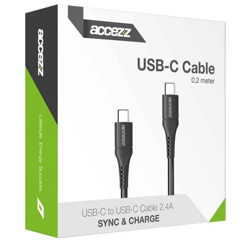 Accezz USB-C naar USB-C kabel – 0,2 meter – Wit