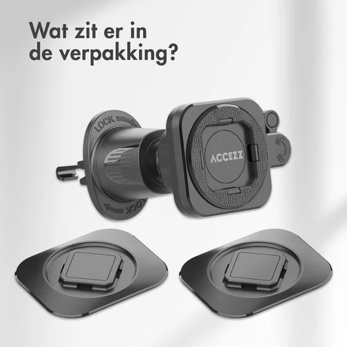 Accezz EasyLock telefoonhouder auto – Ventilatierooster – Universeel – 360 graden draaibaar – Zwart