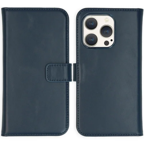 Selencia Echt Lederen Bookcase iPhone 15 Pro – Blauw