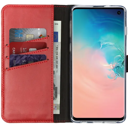 Selencia Echt Lederen Bookcase Samsung Galaxy S10 – Rood Selencia Echt Lederen Bookcase Samsung Galaxy S10 – Rood
